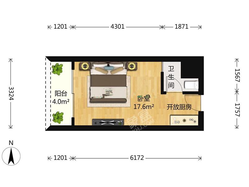 水木光华  1室0厅11卫   1700.00元/月室内图1