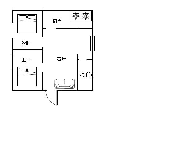 向阳二村  2室2厅1卫   1400.00元/月户型图