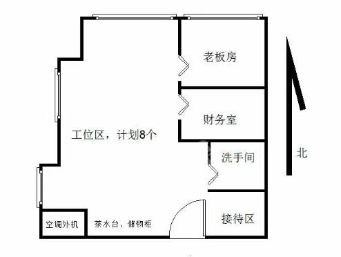 蜀都中心一期  2室1厅2卫   8000.00元/月室内图1