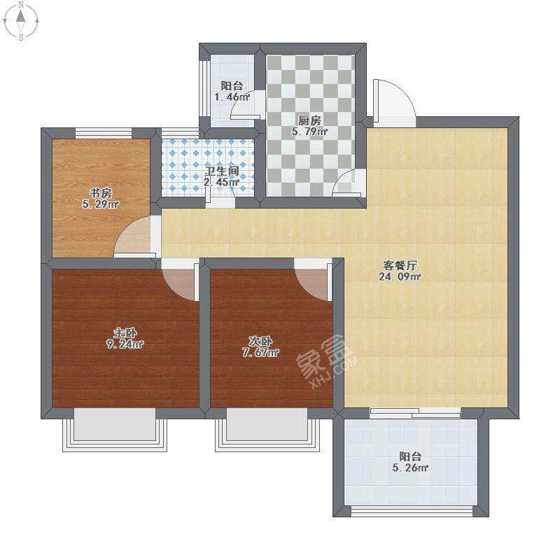 广电家园  3室2厅2卫   42.00万户型图