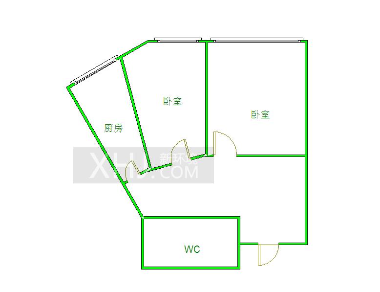 千和馨城  2室1厅1卫   1900.00元/月室内图1