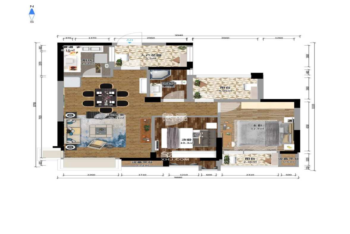 山语城二期 3室2厅2卫 88.0万 山语城二期 3室2厅2卫 88.0万户型图