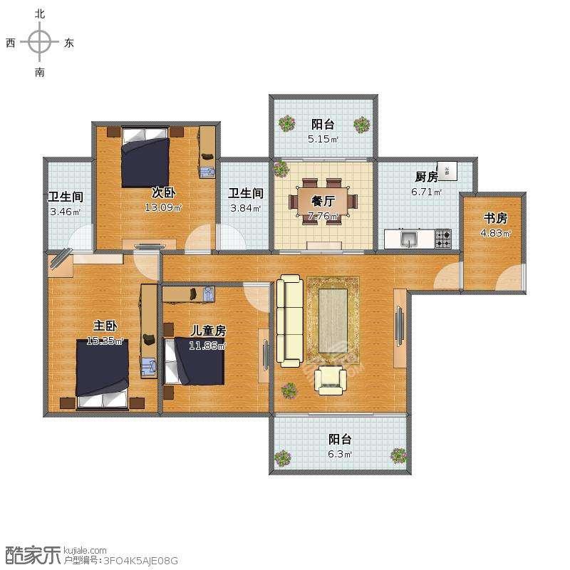 碧桂园  3室2厅2卫   72.00万户型图