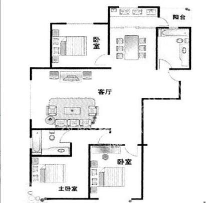 南湖国际4期  3室2厅2卫   2500.00元/月室内图1