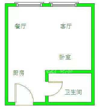南湖锦苑  2室1厅1卫   1800.00元/月户型图