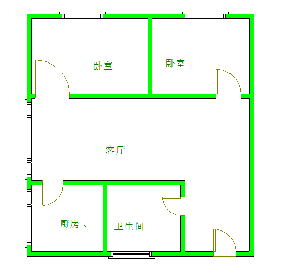 光华揽胜  2室2厅1卫   2300.00元/月室内图1