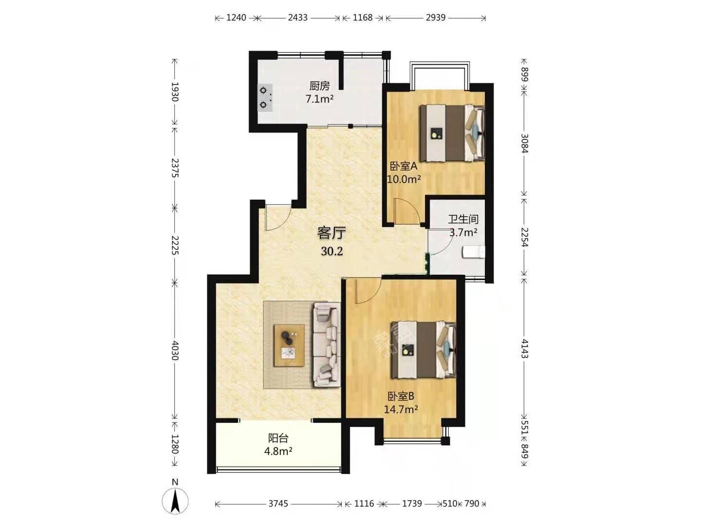 融侨馨苑  2室2厅1卫   199.00万户型图