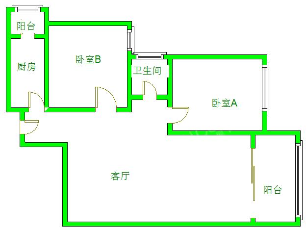 锦绣光华  2室1厅1卫   2000.00元/月室内图1