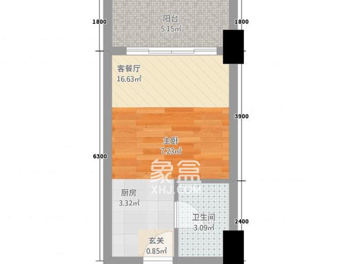 宋家墓  1室1厅1卫   800.00元/月户型图