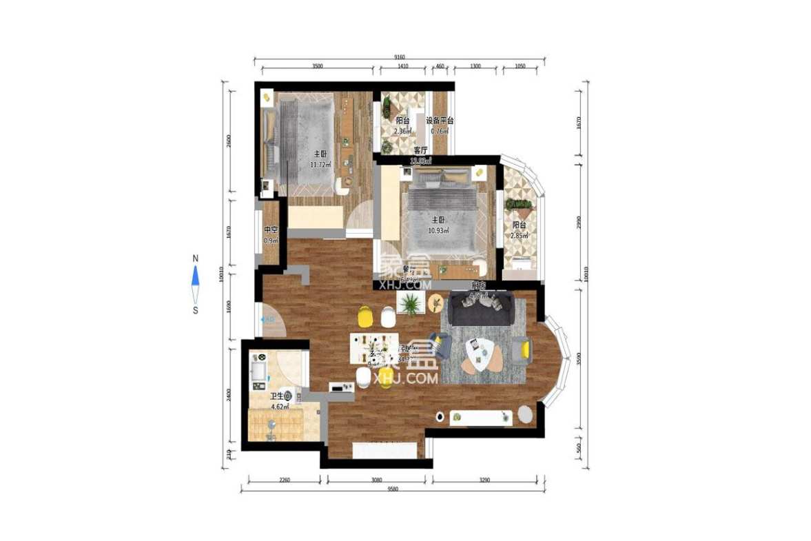 保利城(中航城国际社区、郡原美村) 3室2厅1卫 2100.0元/月 保利城(中航城国际社区、郡原美村) 3室2厅1卫 2100.0元/月户型图