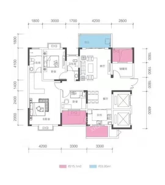 碧桂园  4室2厅1卫   85.20万户型图