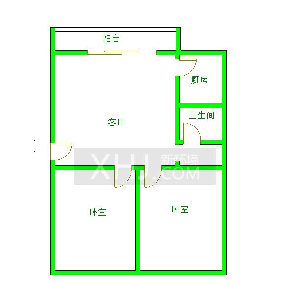 川粮大院  2室1厅1卫   1600.00元/月室内图1