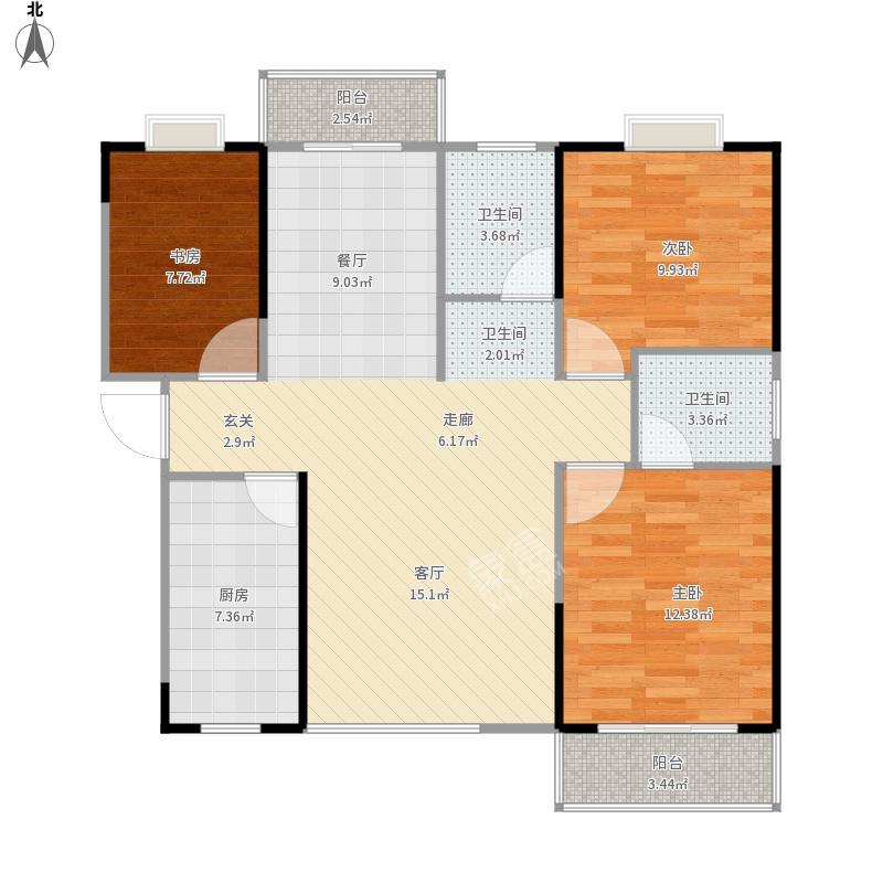 金塘小区  3室2厅1卫   1700.00元/月户型图