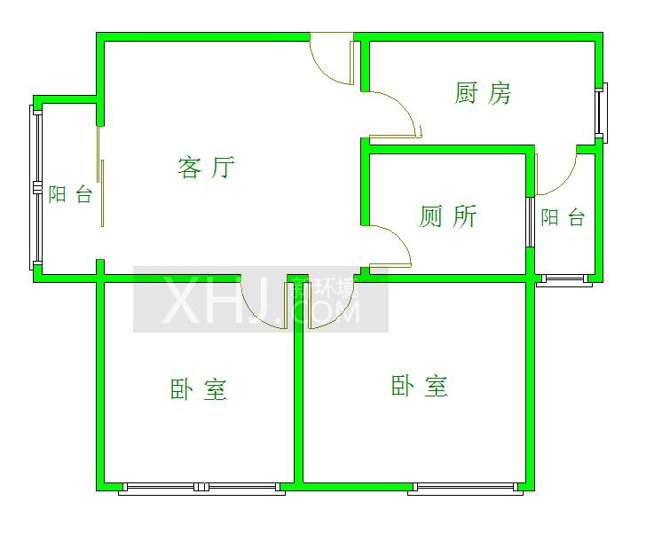 保利香槟光华  2室1厅1卫   1850.00元/月室内图1