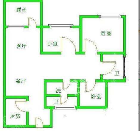 南湖锦苑  3室2厅2卫   2300.00元/月户型图