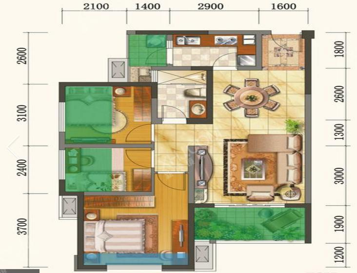 佳兆业君汇上品  3室2厅1卫   168.00万室内图1