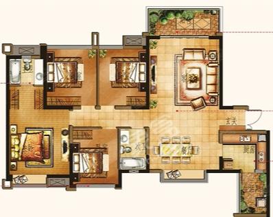 中洲锦城湖岸  3室2厅2卫   5580.00元/月室内图1