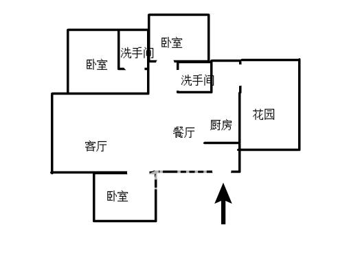 山水文园  3室2厅1卫   1800.00元/月户型图