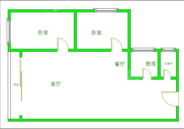 二江花园  2室1厅1卫   1600.00元/月室内图1