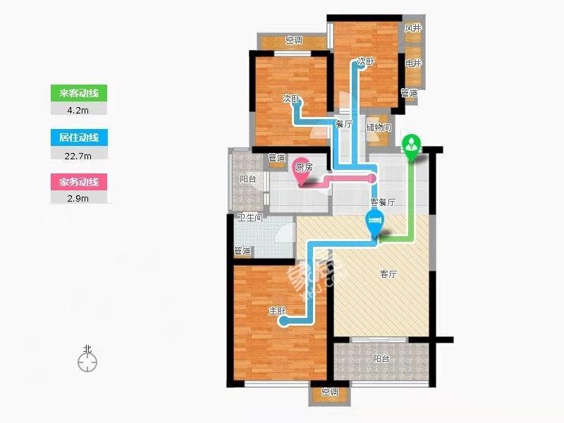 中信城佐岸  2室2厅1卫   1800.00元/月户型图