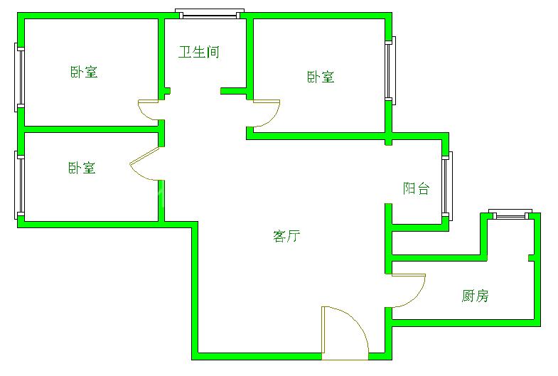 南湖世纪  3室1厅1卫   2600.00元/月户型图