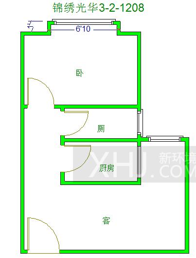 锦绣光华  1室1厅1卫   1500.00元/月室内图1