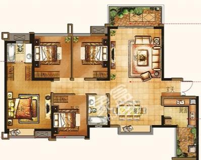 中洲锦城湖岸  3室2厅2卫   6500.00元/月室内图1