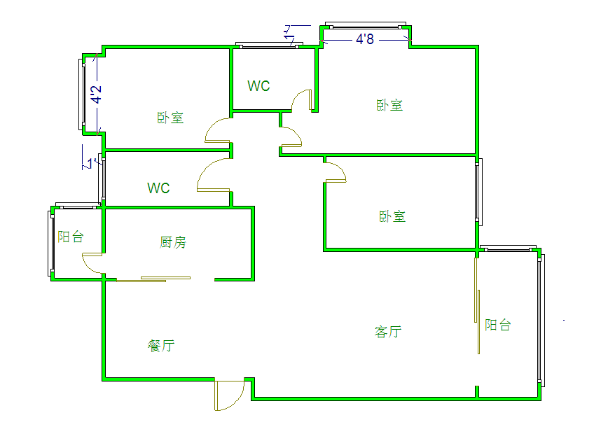 金地嘉年华B区  3室2厅2卫   3500.00元/月室内图1