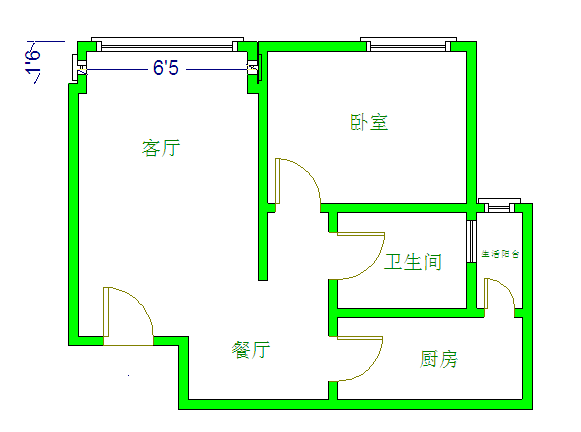 金沙美邻丽谢苑C区  1室2厅1卫   1800.00元/月室内图1