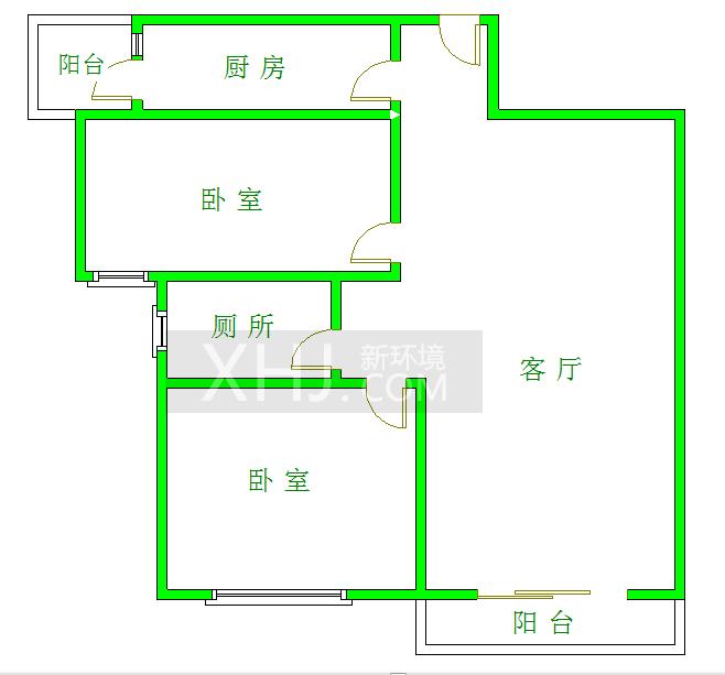 锦绣光华  2室1厅1卫   1600.00元/月室内图1