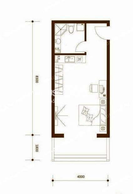 环保路农场单位房  1室1厅1卫   300.00元/月户型图