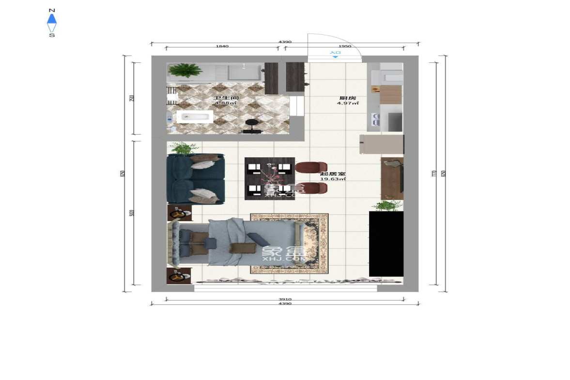 富华商业广场 1室0厅1卫 1200.00元/月 富华商业广场 1室0厅1卫 1200.00元/月户型图