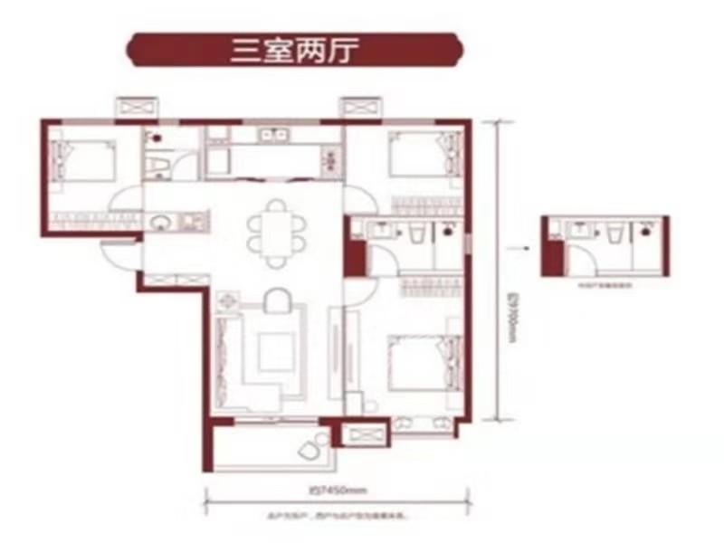 万科东方传奇  3室2厅2卫   300.00万室内图1