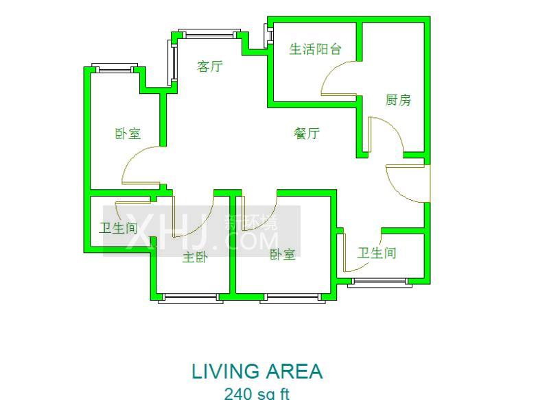 中大君悦金沙九期  3室1厅1卫   3200.00元/月室内图1