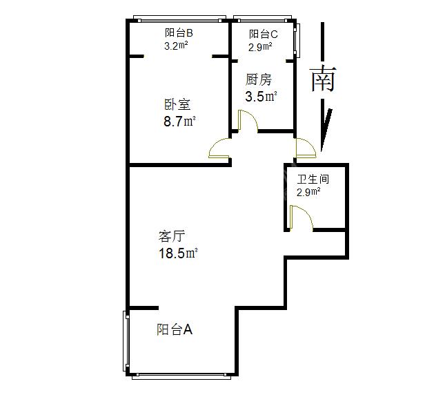 贝森宜苑  1室1厅1卫   100.00万室内图1