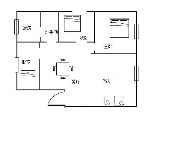 丰园小区  4室2厅2卫   1500.00元/月户型图