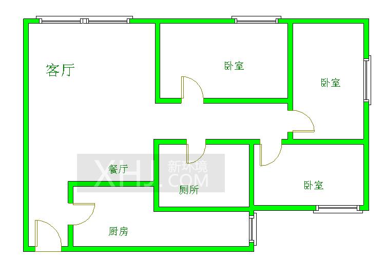 荣盛花语城  3室2厅1卫   1900.00元/月室内图1