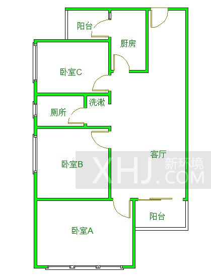 俊发时光俊园  3室2厅1卫   2600.00元/月室内图1