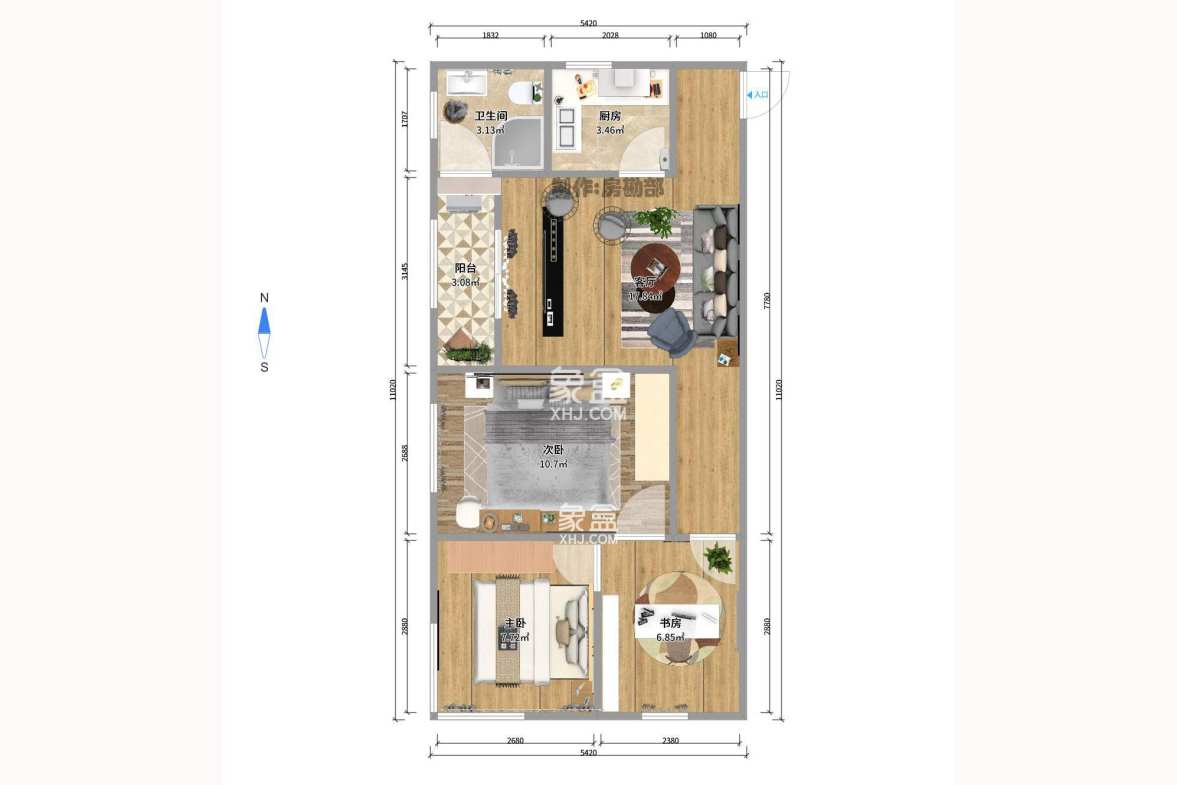 建鸿达现代公寓  1室1厅1卫   1800.00元/月室内图1
