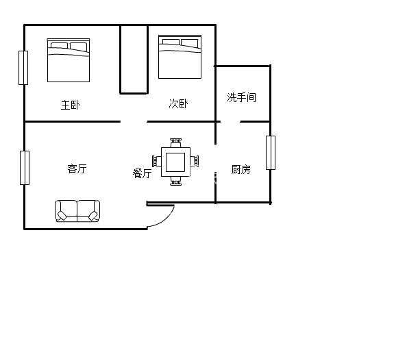 康和山庄  3室2厅1卫   1500.00元/月户型图