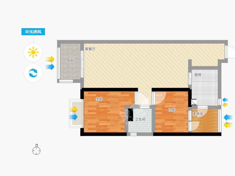 家饰建材城  2室1厅1卫   1000.00元/月户型图