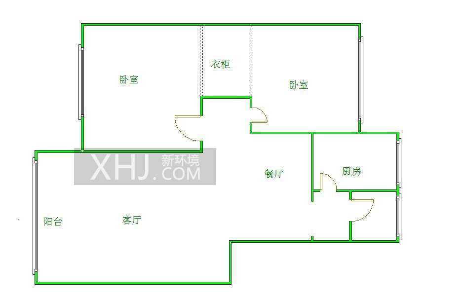 二十一世纪花园4期 2室1厅1卫 2300.00元/月 二十一世纪花园4期 2室1厅1卫 2300.00元/月户型图