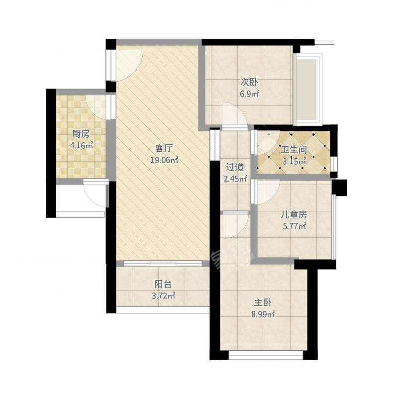 益空苑  3室2厅2卫   48.00万户型图