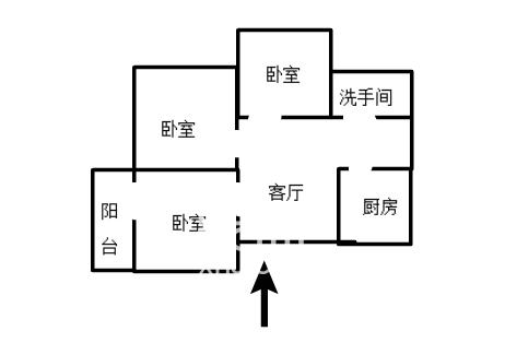 银馨家园（贺家土电厂生活区）  3室2厅1卫   1300.00元/月户型图