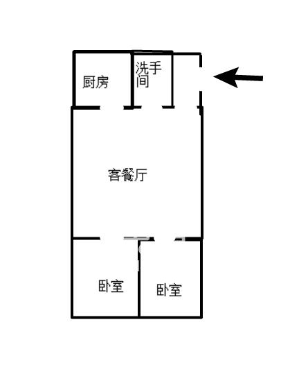 塘石村  2室2厅1卫   1500.00元/月户型图