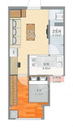 金城新正华  1室1厅1卫   60.00万户型图