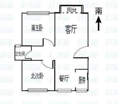 桂花园小区  2室2厅1卫   450.00元/月户型图