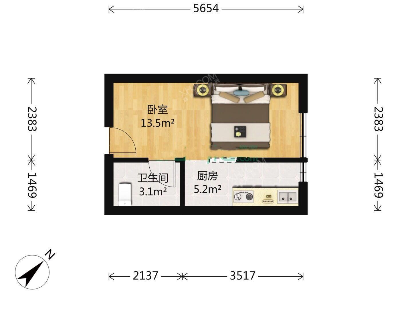 蓝光COCO金沙二期  1室1厅1卫   62.00万室内图1