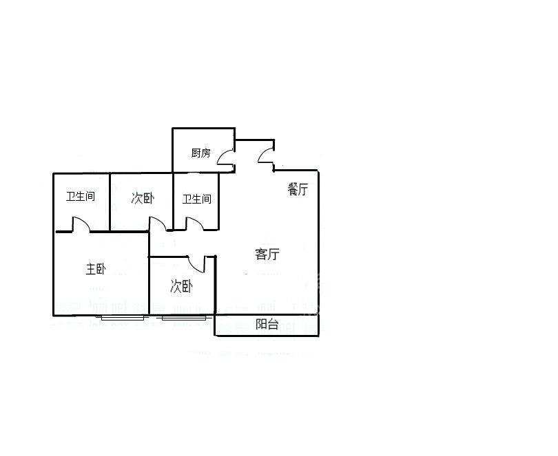 左右小区  2室1厅1卫   1700.00元/月户型图