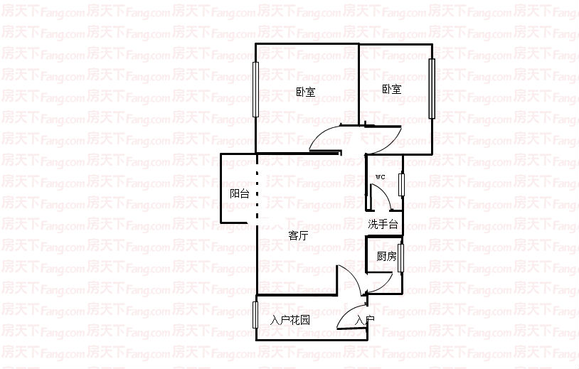 中大君悦三期  2室2厅1卫   2100.00元/月室内图1